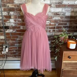 ASOS Designs Mauve Tulle Sleeveless Button Back Mini Dress Size 8